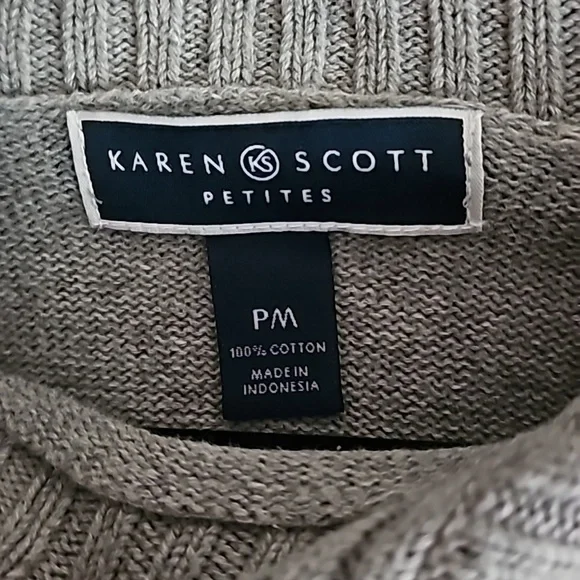 Karen Scott Women's Gray Long Sleeve Collared Knit Sweater Size Medium - Picture 6 of 6